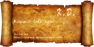 Kopacz Dénes névjegykártya